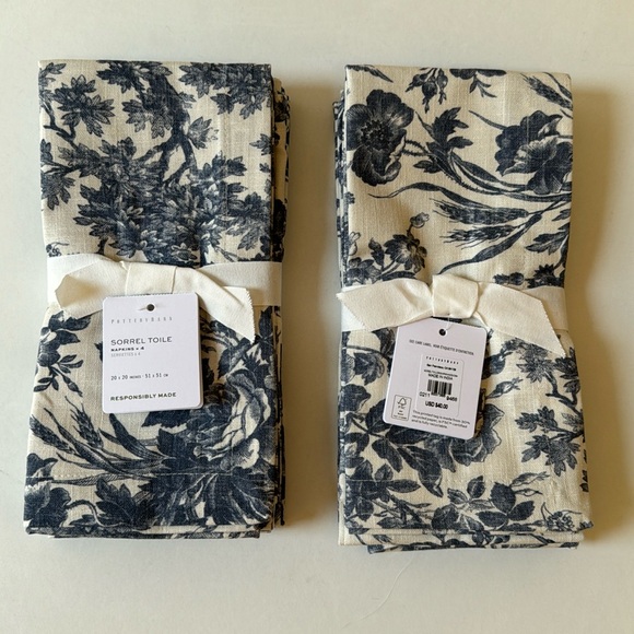 Pottery Barn Other - NEW Sorrel Toile Organic Cotton Napkins - Set Of 8